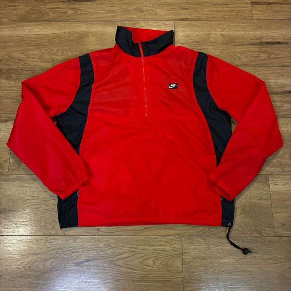 Men's XL Vintage Nike Red Pullover 1/2 Zip Windbreaker Jacket Nylon 90s Y2K - Picture 1 of 6